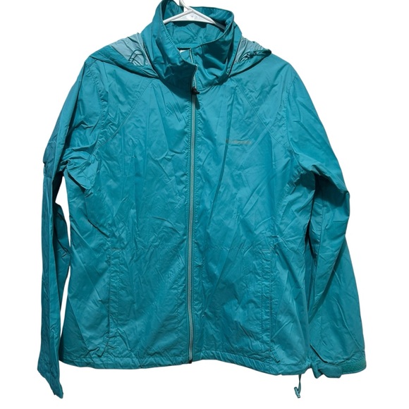 Columbia Rain Coat Hooded Windbreaker Jacket Womens Size XL Full Zip Shell Logo - Picture 1 of 7